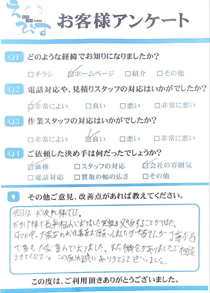 広島市で長年実家の処分でお悩みだった方の声