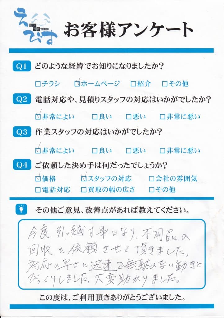 鳥取市で引っ越しに伴う大量の粗大ゴミの回収